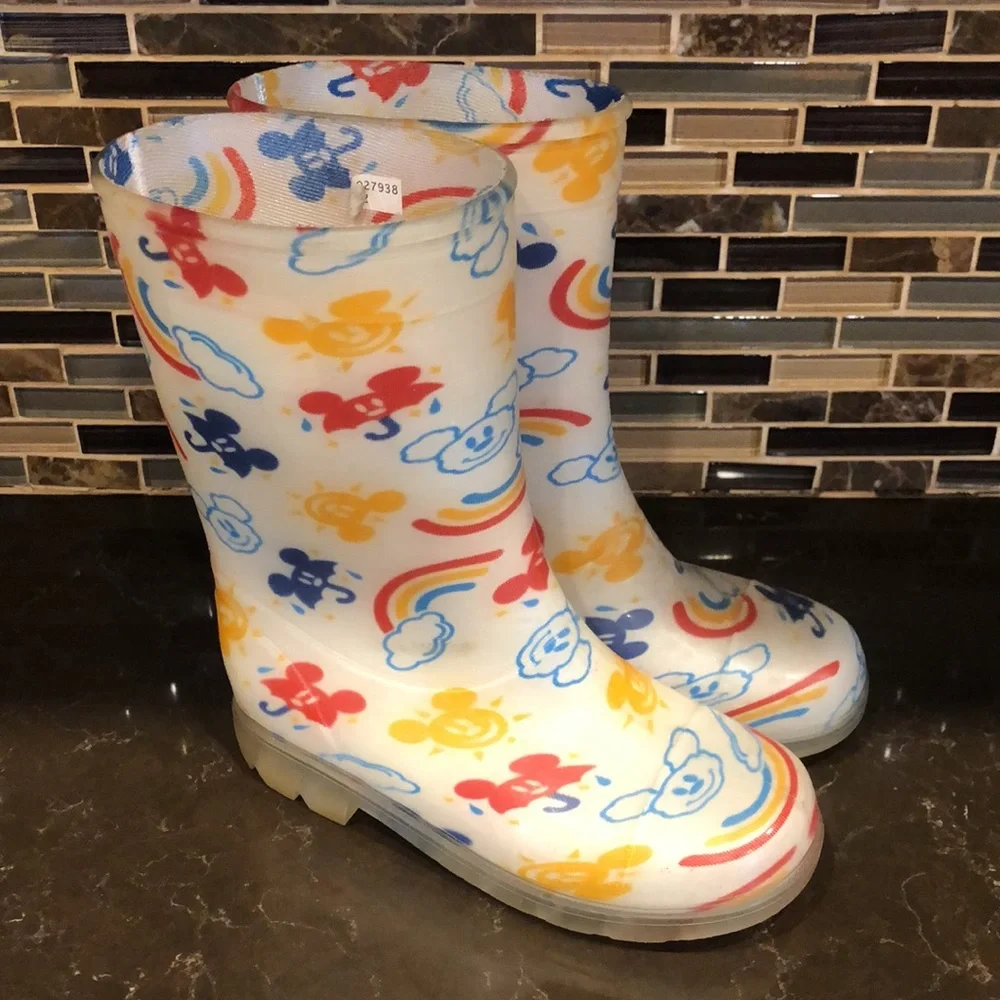 Disney Resorts Tokyo Mickey‎ Mouse rainbow rubber rain boots size S (1-2year)